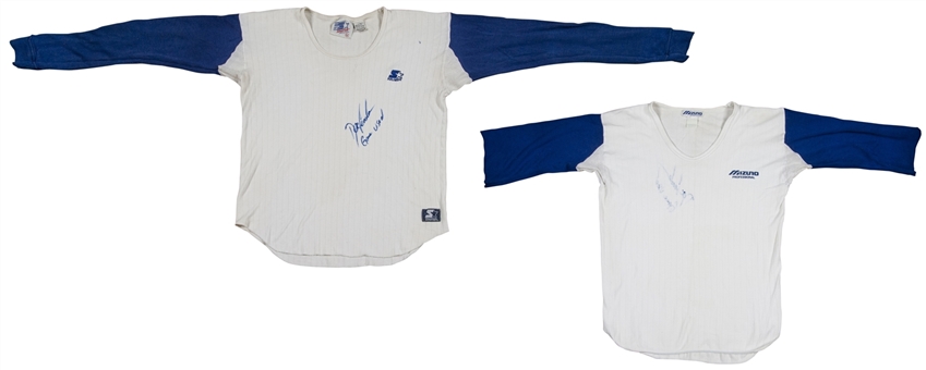 Lot of (2) 1986 Dwight "Doc" Gooden Game Used and Signed/Inscribed Undershirt (PSA/DNA PreCert)